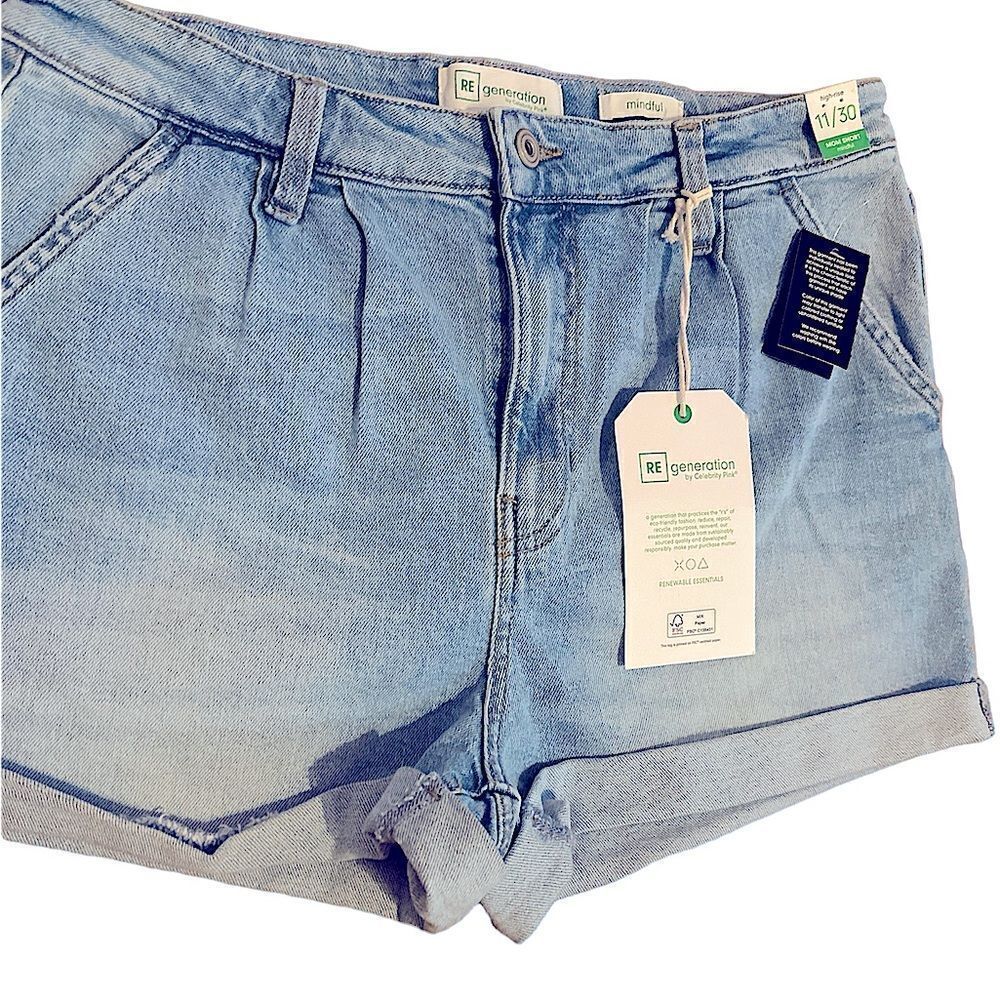Celebrity Pink ReGeneration Mindful Denim Jean Mom High Rise Shorts 11/30 NWT - Picture 4 of 7